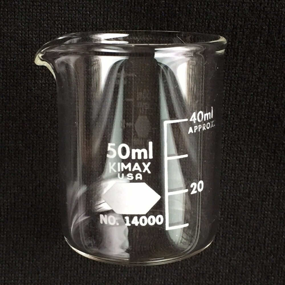 Kimble Kimax Glass Beaker 50 ml Griffin Low Form Pour 14000 Laboratory Science